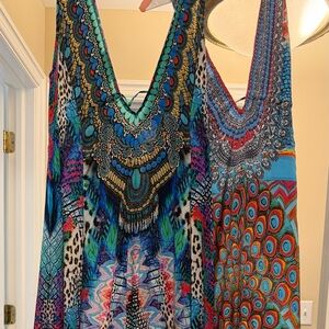 Colorful V-Neck Dress by True Colors